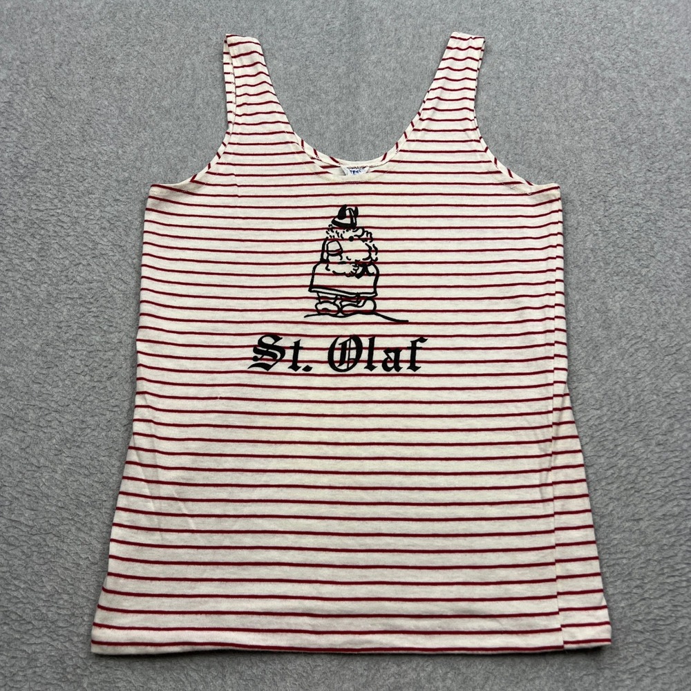 VTG 60s/70s Artex Tank Top Womens Small* White Striped St Olaf Viking USA Made